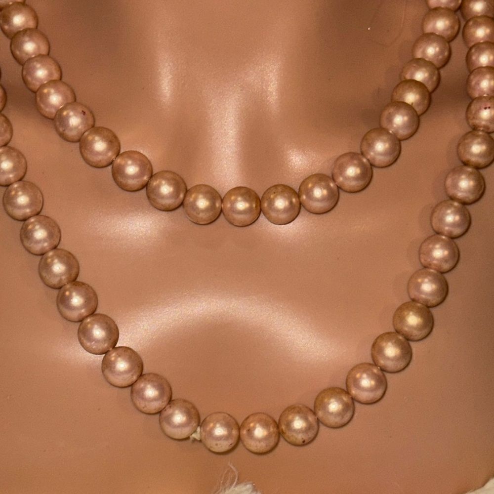 Rose gold  faux long pearl necklace